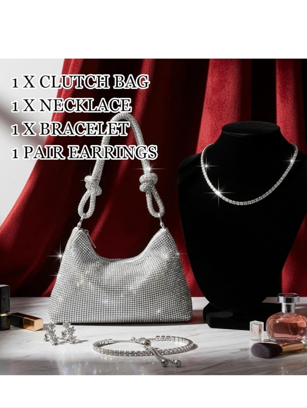 4 Piece Rhineston Set- Designer Style - Picture 2 of 6
